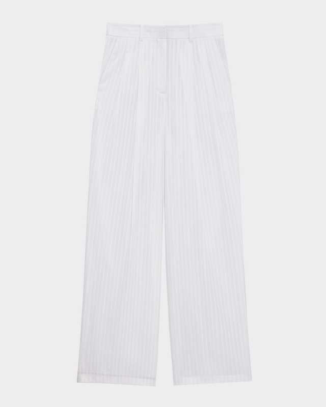 Pinstripe Double-Pleated Pants